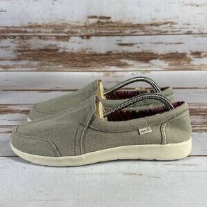 Sanuk Sidewalk Surfer Lite 2 SL Women’s Sz 8.5 Sage Casual Slip-On Shoe Used